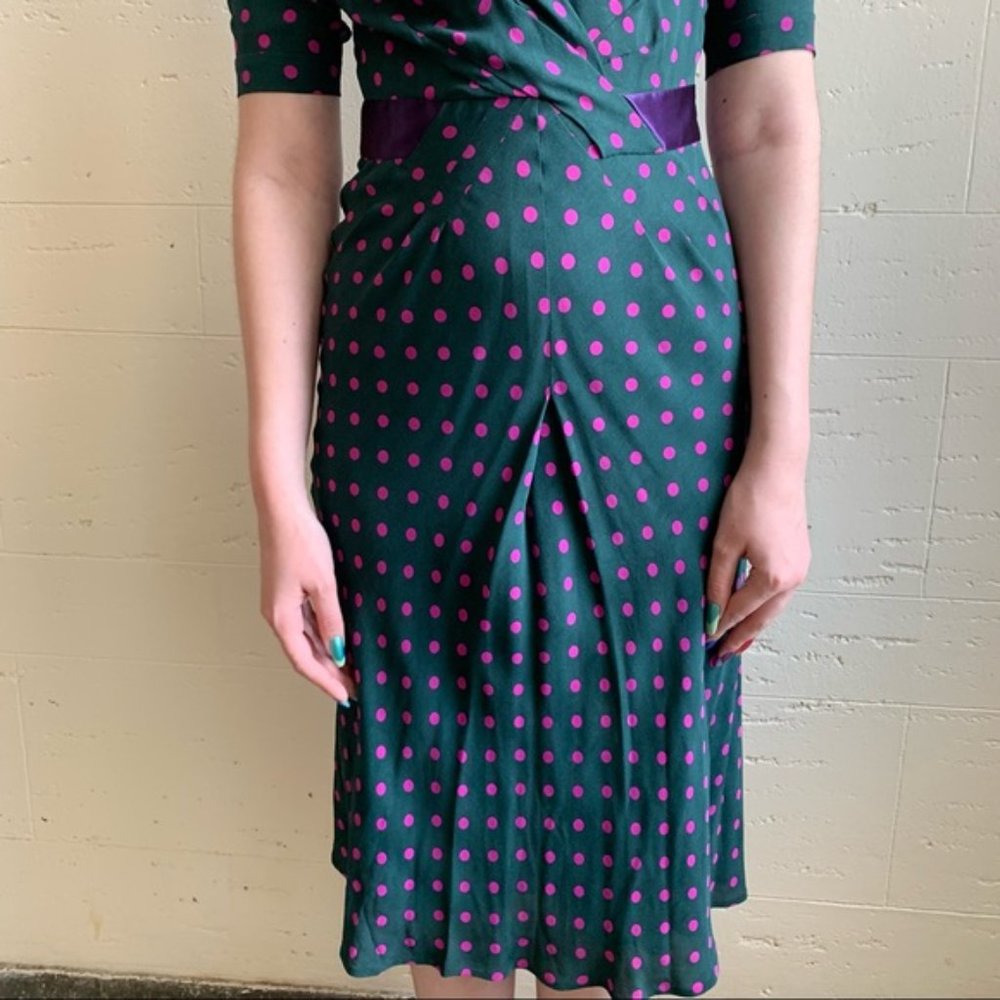 Rare Vintage Moschino Silk Polka Dot Retro Dress sz S - Picture 9 of 15